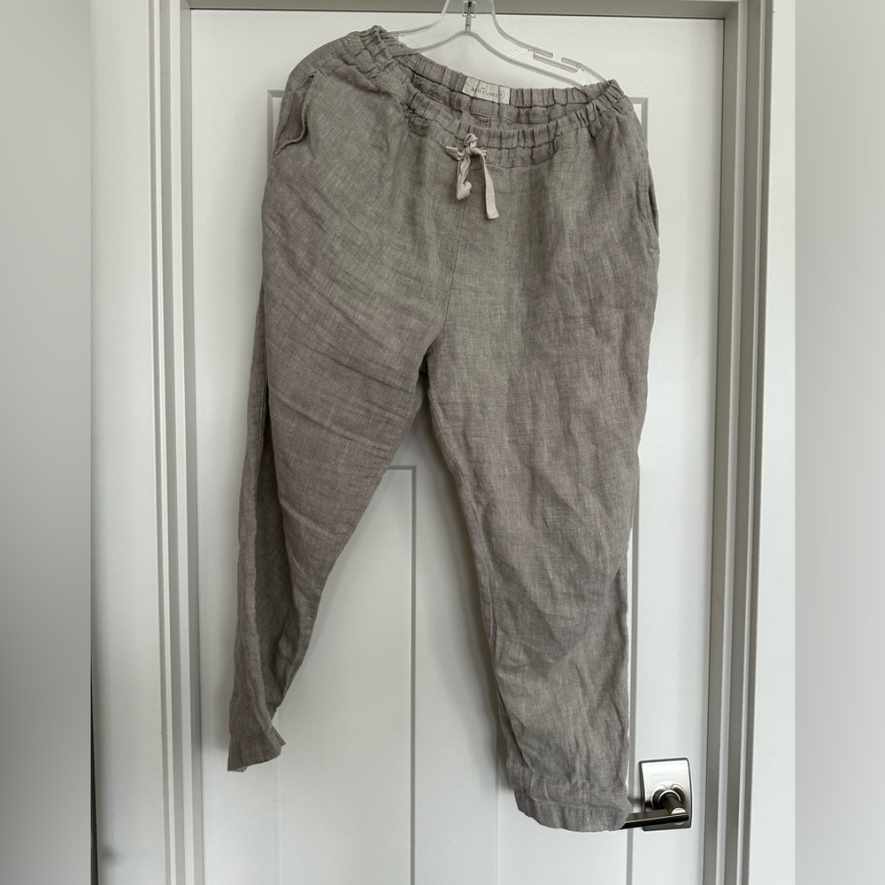 notPERFECTLINEN women’s  Linen Drawstring Pants — natural